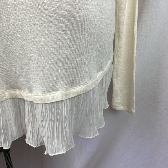 Hollister Ivory Ribbed Long Sleeve Knit Hoody Top M/L - Picture 4 of 6